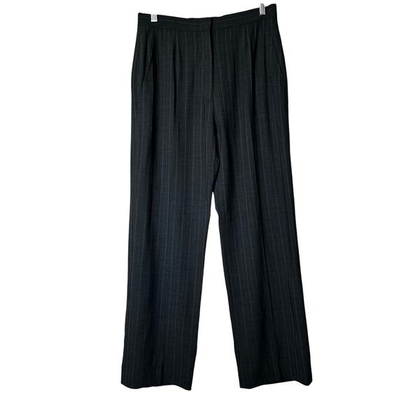 Max Mara Pants Wool Trousers Size‎ 10 Gray Beige Pinstripes Designer Career - Picture 1 of 7